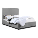 Alfie Linen Textured Fabric Upholstered King Bed in Grey