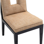 Gwendolyn Linen Textured Fabric Upholstered Dining Side Chair in Cognac