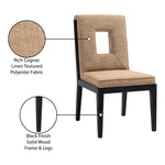 Gwendolyn Linen Textured Fabric Upholstered Dining Side Chair in Cognac