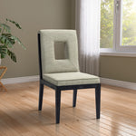 Gwendolyn Linen Textured Fabric Upholstered Dining Side Chair in Green