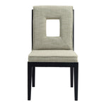 Gwendolyn Linen Textured Fabric Upholstered Dining Side Chair in Green