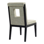 Gwendolyn Linen Textured Fabric Upholstered Dining Side Chair in Green