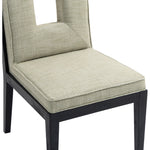 Gwendolyn Linen Textured Fabric Upholstered Dining Side Chair in Green