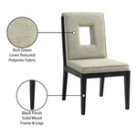 Gwendolyn Linen Textured Fabric Upholstered Dining Side Chair in Green