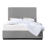 Alfie Linen Textured Fabric Upholstered King Bed in Grey