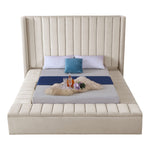 Kiki Velvet Upholstered King Bed (3 Boxes) in Cream