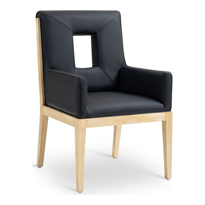 Gwendolyn Vegan Leather Upholstered Dining Arm Chair in Black