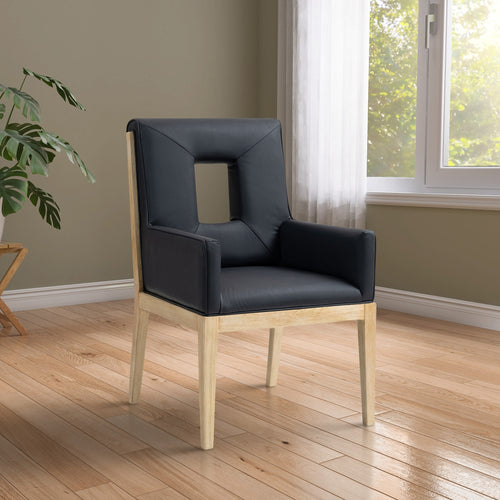 Gwendolyn Vegan Leather Upholstered Dining Arm Chair in Black