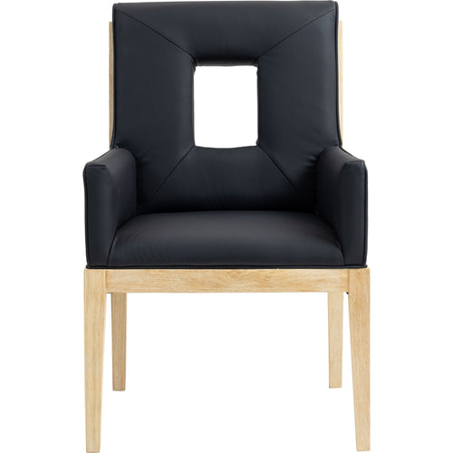 Gwendolyn Vegan Leather Upholstered Dining Arm Chair in Black
