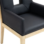 Gwendolyn Vegan Leather Upholstered Dining Arm Chair in Black