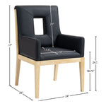 Gwendolyn Vegan Leather Upholstered Dining Arm Chair in Black