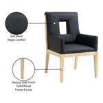 Gwendolyn Vegan Leather Upholstered Dining Arm Chair in Black
