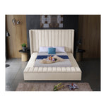 Kiki Velvet Upholstered King Bed (3 Boxes) in Cream