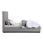 Alfie Linen Textured Fabric Upholstered King Bed in Grey