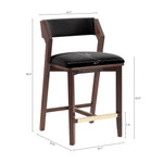 Patricia Wood Upholstered Counter Stool in Black