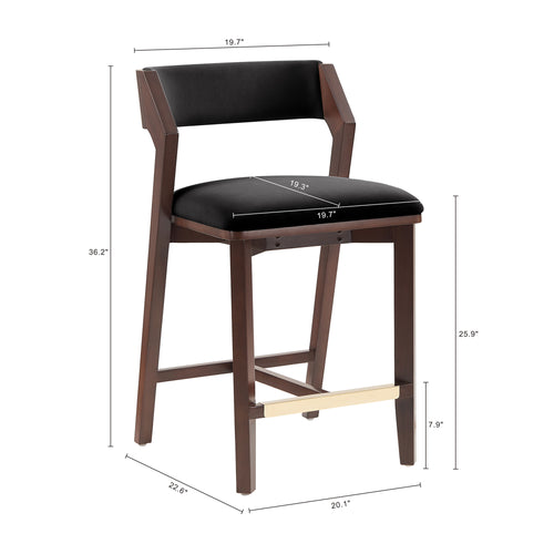 Patricia Wood Upholstered Counter Stool in Black
