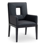 Gwendolyn Vegan Leather Upholstered Dining Arm Chair in Black