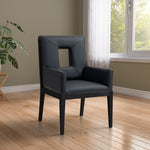 Gwendolyn Vegan Leather Upholstered Dining Arm Chair in Black