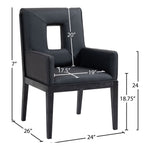 Gwendolyn Vegan Leather Upholstered Dining Arm Chair in Black
