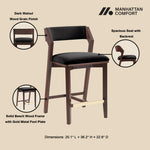 Patricia Wood Upholstered Counter Stool in Black