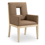 Gwendolyn Vegan Leather Upholstered Dining Arm Chair in Brown