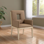 Gwendolyn Vegan Leather Upholstered Dining Arm Chair in Brown