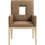 Gwendolyn Vegan Leather Upholstered Dining Arm Chair in Brown