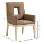 Gwendolyn Vegan Leather Upholstered Dining Arm Chair in Brown