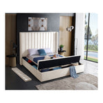 Kiki Velvet Upholstered King Bed (3 Boxes) in Cream