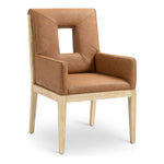 Gwendolyn Vegan Leather Upholstered Dining Arm Chair in Cognac