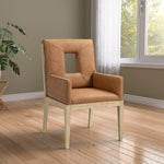 Gwendolyn Vegan Leather Upholstered Dining Arm Chair in Cognac