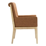 Gwendolyn Vegan Leather Upholstered Dining Arm Chair in Cognac