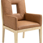Gwendolyn Vegan Leather Upholstered Dining Arm Chair in Cognac
