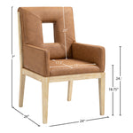 Gwendolyn Vegan Leather Upholstered Dining Arm Chair in Cognac