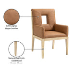 Gwendolyn Vegan Leather Upholstered Dining Arm Chair in Cognac