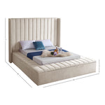 Kiki Velvet Upholstered King Bed (3 Boxes) in Cream
