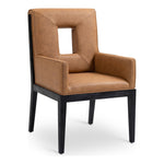 Gwendolyn Vegan Leather Upholstered Dining Arm Chair in Cognac