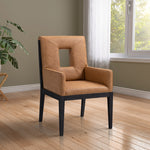 Gwendolyn Vegan Leather Upholstered Dining Arm Chair in Cognac