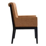 Gwendolyn Vegan Leather Upholstered Dining Arm Chair in Cognac