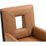 Gwendolyn Vegan Leather Upholstered Dining Arm Chair in Cognac