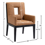 Gwendolyn Vegan Leather Upholstered Dining Arm Chair in Cognac
