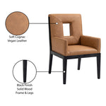 Gwendolyn Vegan Leather Upholstered Dining Arm Chair in Cognac