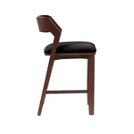 Patricia Wood Upholstered Counter Stool in Black