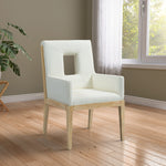 Gwendolyn Vegan Leather Upholstered Dining Arm Chair in Cream