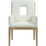 Gwendolyn Vegan Leather Upholstered Dining Arm Chair in Cream