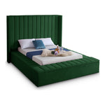 Kiki Velvet Upholstered King Bed (3 Boxes) in Green