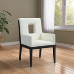 Gwendolyn Vegan Leather Upholstered Dining Arm Chair in Cream