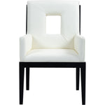 Gwendolyn Vegan Leather Upholstered Dining Arm Chair in Cream