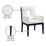 Gwendolyn Vegan Leather Upholstered Dining Arm Chair in Cream