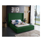 Kiki Velvet Upholstered King Bed (3 Boxes) in Green